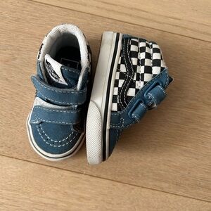Vans Blue and Black Checkered Skate high sneakers with Velcro